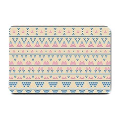 Blue And Pink Tribal Pattern Small Doormat  by berwies