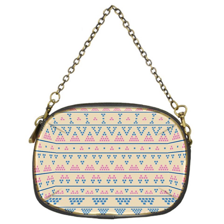 blue and pink tribal pattern Chain Purses (One Side) 