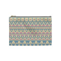 Blue And Pink Tribal Pattern Cosmetic Bag (medium)  by berwies