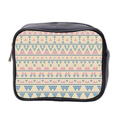 Blue And Pink Tribal Pattern Mini Toiletries Bag 2-side by berwies