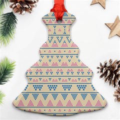 Blue And Pink Tribal Pattern Ornament (christmas Tree)  by berwies