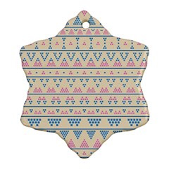 Blue And Pink Tribal Pattern Snowflake Ornament (two Sides)