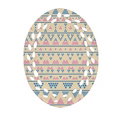 Blue And Pink Tribal Pattern Oval Filigree Ornament (two Sides) by berwies