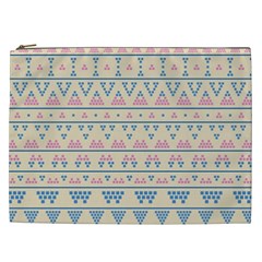 Blue And Pink Tribal Pattern Cosmetic Bag (xxl)  by berwies