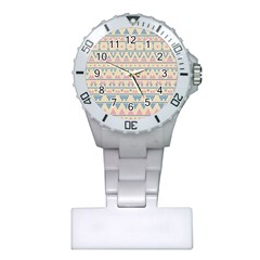 Blue And Pink Tribal Pattern Plastic Nurses Watch by berwies