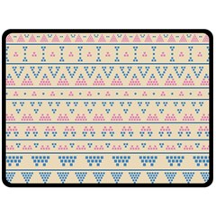 Blue And Pink Tribal Pattern Double Sided Fleece Blanket (large)  by berwies