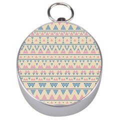 Blue And Pink Tribal Pattern Silver Compasses by berwies