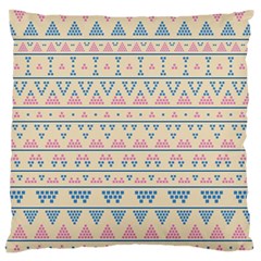 Blue And Pink Tribal Pattern Large Flano Cushion Case (two Sides) by berwies