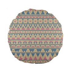 Blue And Pink Tribal Pattern Standard 15  Premium Flano Round Cushions by berwies