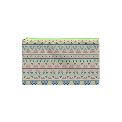 Blue And Pink Tribal Pattern Cosmetic Bag (xs) by berwies