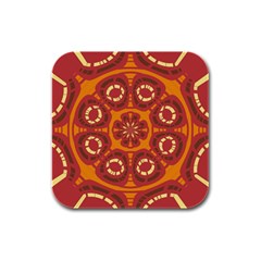 Dark Red Abstract Rubber Square Coaster (4 Pack)  by linceazul