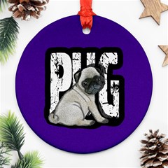 Pug Ornament (round) by Valentinaart