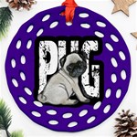 Pug Ornament (Round Filigree) Front