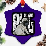 Pug Ornament (Snowflake) Front