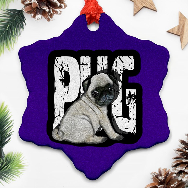 Pug Ornament (Snowflake)