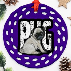 Pug Round Filigree Ornament (two Sides) by Valentinaart