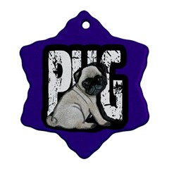 Pug Snowflake Ornament (two Sides) by Valentinaart