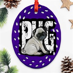 Pug Ornament (oval Filigree) by Valentinaart