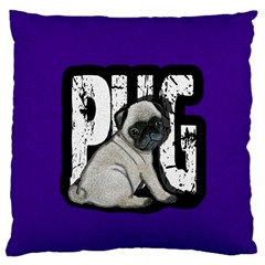 Pug Large Cushion Case (one Side) by Valentinaart