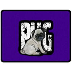 Pug Double Sided Fleece Blanket (large)  by Valentinaart