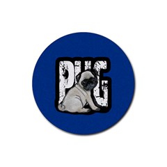 Pug Rubber Round Coaster (4 Pack)  by Valentinaart