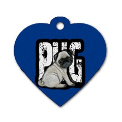 Pug Dog Tag Heart (two Sides) by Valentinaart