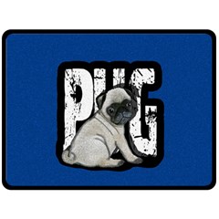 Pug Fleece Blanket (large)  by Valentinaart