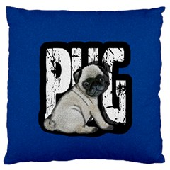 Pug Large Cushion Case (one Side) by Valentinaart