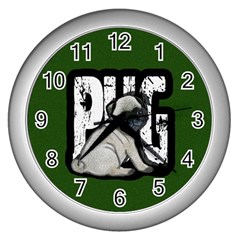 Pug Wall Clocks (silver)  by Valentinaart