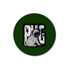 Pug Rubber Coaster (round)  by Valentinaart