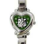 Pug Heart Italian Charm Watch Front