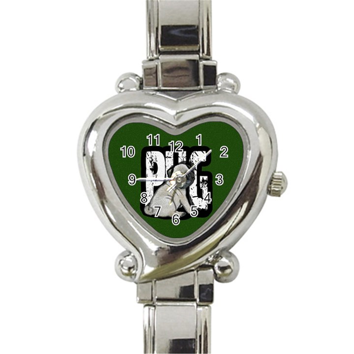 Pug Heart Italian Charm Watch