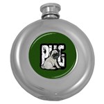 Pug Round Hip Flask (5 oz) Front