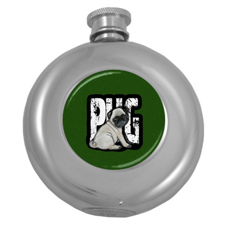 Pug Round Hip Flask (5 oz)