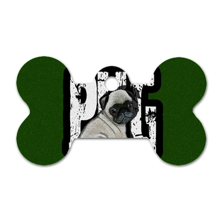 Pug Dog Tag Bone (One Side)