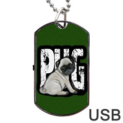 Pug Dog Tag Usb Flash (two Sides) by Valentinaart