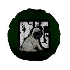 Pug Standard 15  Premium Round Cushions by Valentinaart