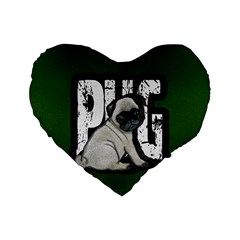 Pug Standard 16  Premium Heart Shape Cushions by Valentinaart