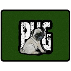 Pug Double Sided Fleece Blanket (large)  by Valentinaart