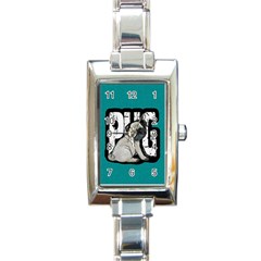 Pug Rectangle Italian Charm Watch by Valentinaart