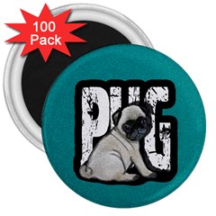 Pug 3  Magnets (100 Pack) by Valentinaart