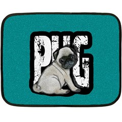 Pug Double Sided Fleece Blanket (mini)  by Valentinaart