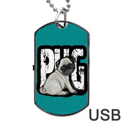 Pug Dog Tag Usb Flash (two Sides) by Valentinaart