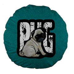 Pug Large 18  Premium Round Cushions by Valentinaart