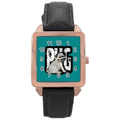 Pug Rose Gold Leather Watch  by Valentinaart