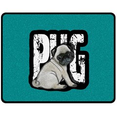 Pug Double Sided Fleece Blanket (medium)  by Valentinaart