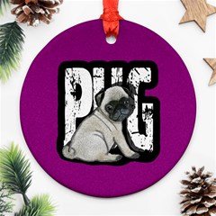 Pug Ornament (round) by Valentinaart