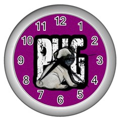 Pug Wall Clocks (silver)  by Valentinaart