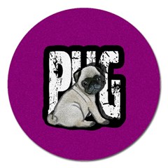 Pug Magnet 5  (round) by Valentinaart