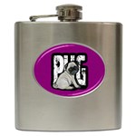 Pug Hip Flask (6 oz) Front